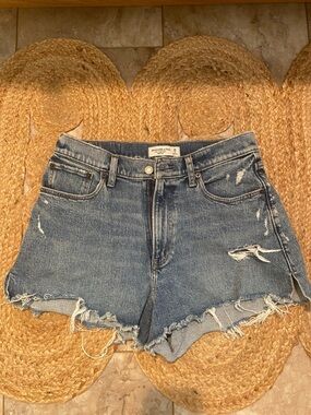 Abercrombie & Fitch Distressed Denim High Rise Cutoff Shorts